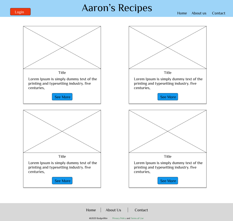 recipe wireframe